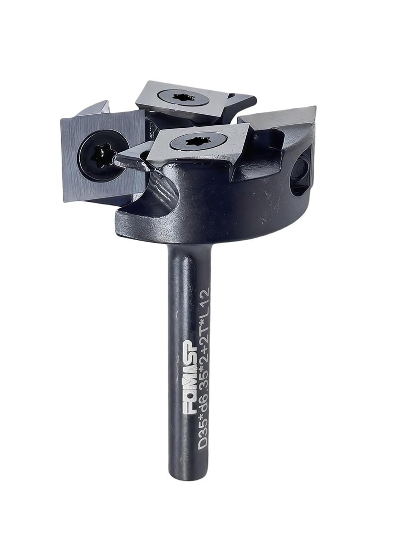 FomaSP CNC Spoilboard Surfacing Router Bit,1/4"(6.35mm) Shank,1-3/8"(35mm) Cutting Diameter,Slab Flattening Router Bit,Replaceable Carbide Inserts Wood Planer Bit with 2+2 Wings for Woodworking. - Image 1